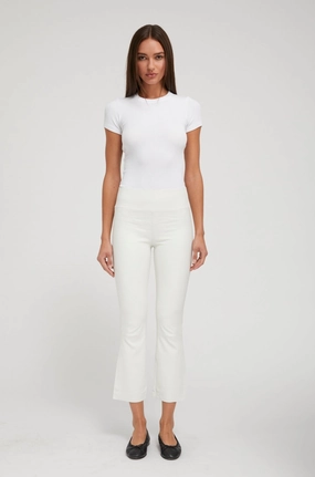 Thermal Regulating Fabric White Leather Crop Flare