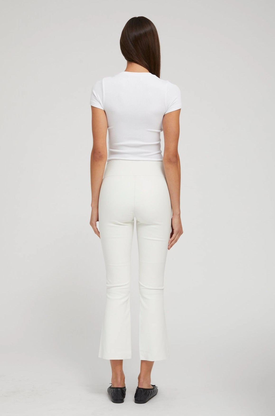 School Sports For Teens White Leather Crop Flare