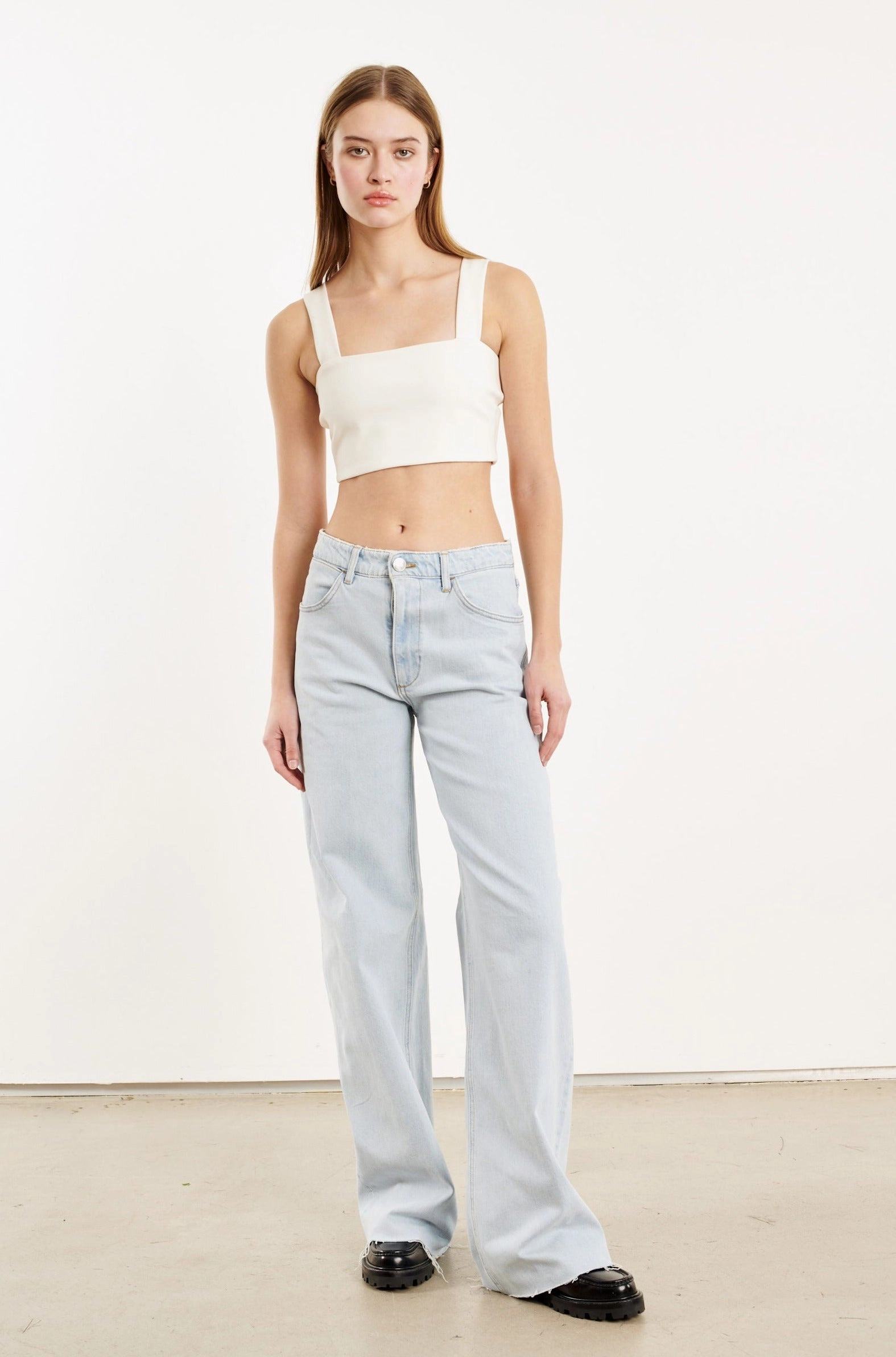 White Micro Tube Top With Straps DropShoulderConstruction Layered Hem Reinforcement
