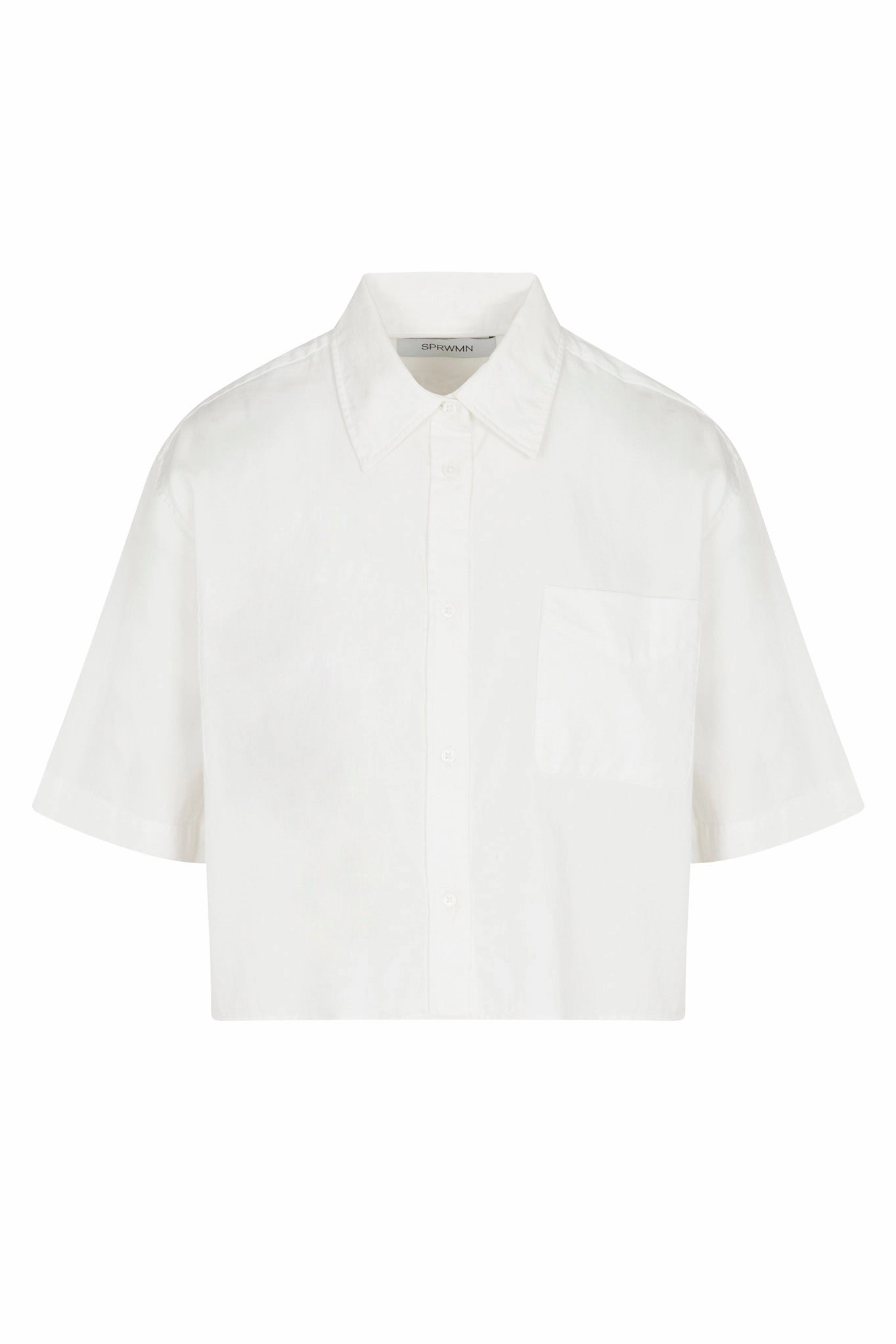 Compact Thermal Insulation Lightweight Thermal White Short Sleeve Cropped Button Down