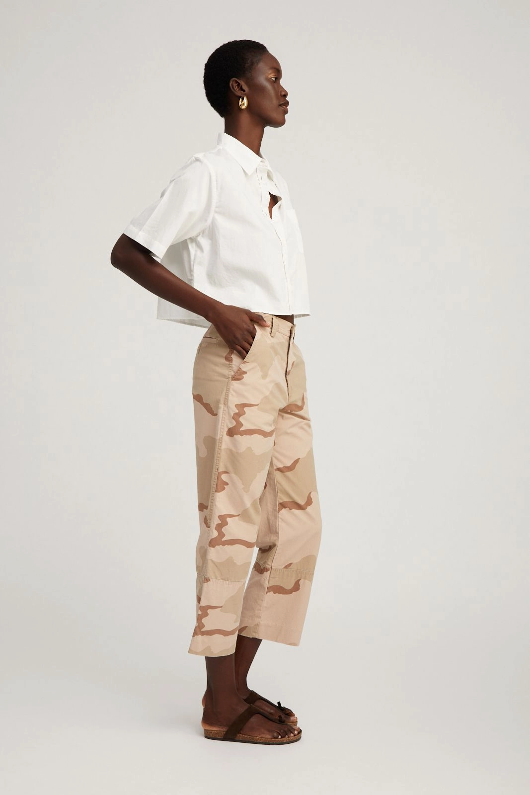 DoubleStitchedSeams Versatile Shirt White Short Sleeve Cropped Button Down