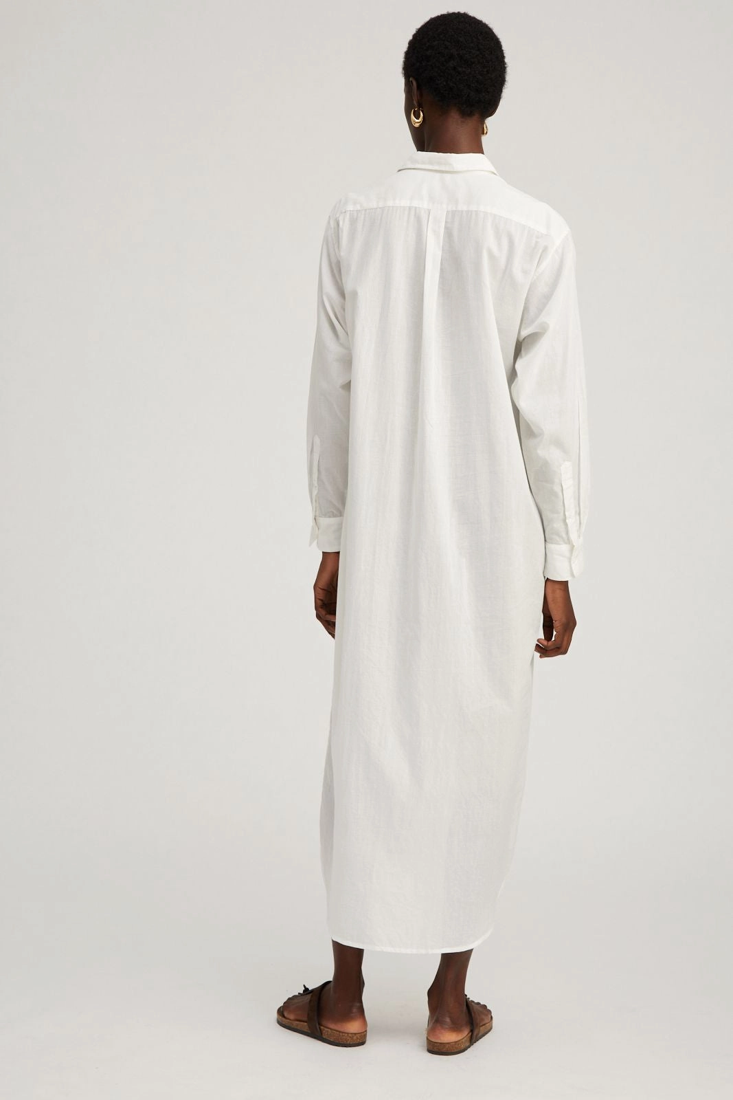 Spring Ready Modest Light White Voile Tunic Maxi Dress