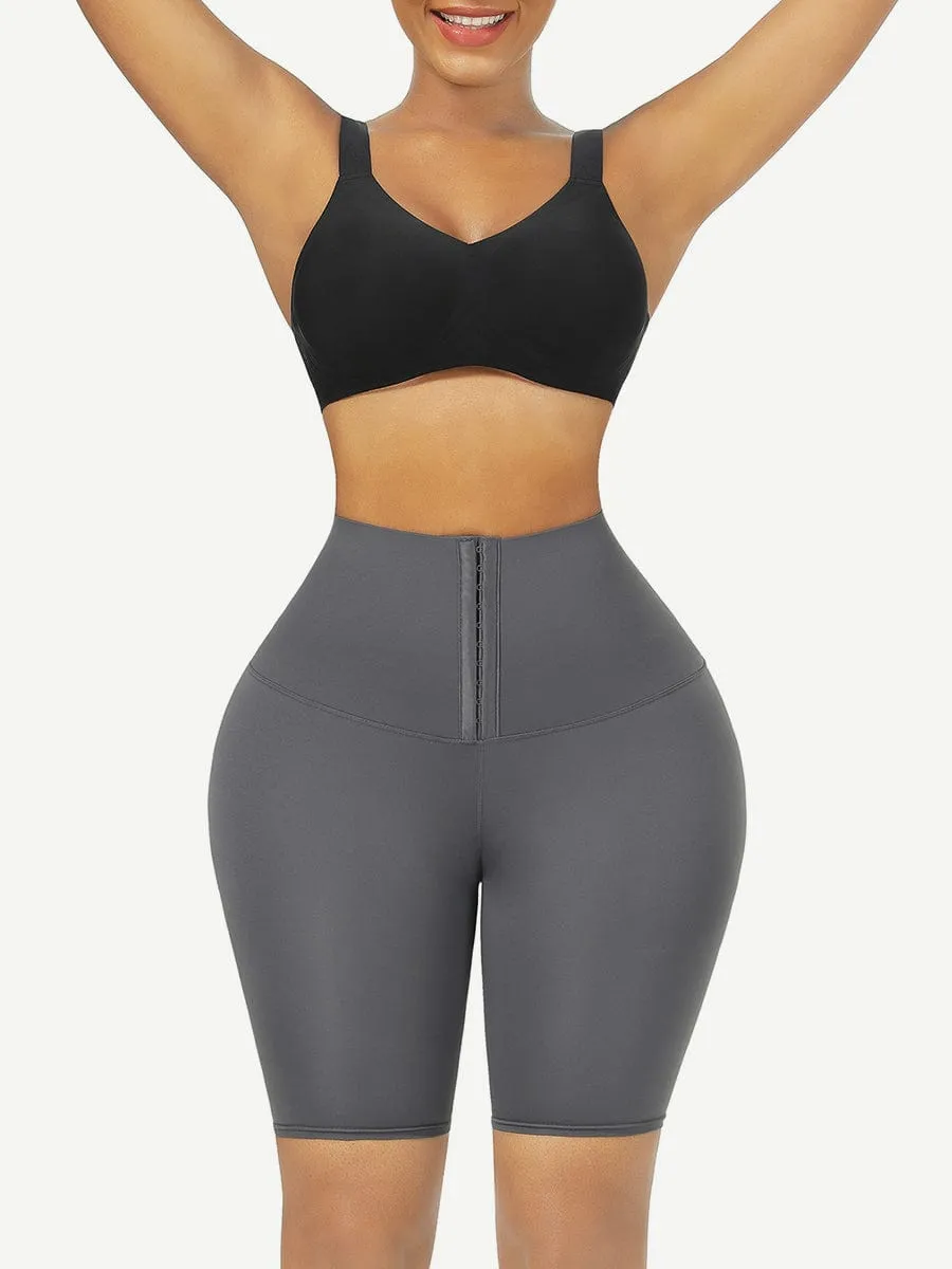 Wholesale Black Mid Waist 2-In-1 Waist Trainer Shorts Mid-Thigh Ultra Cheap