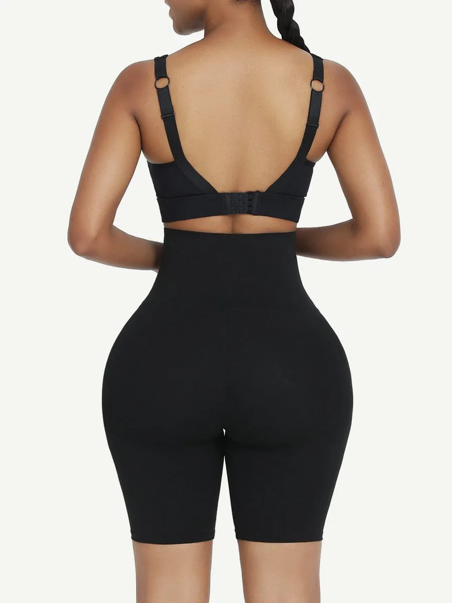 Wholesale Black Mid Waist 2-In-1 Waist Trainer Shorts Mid-Thigh Ultra Cheap