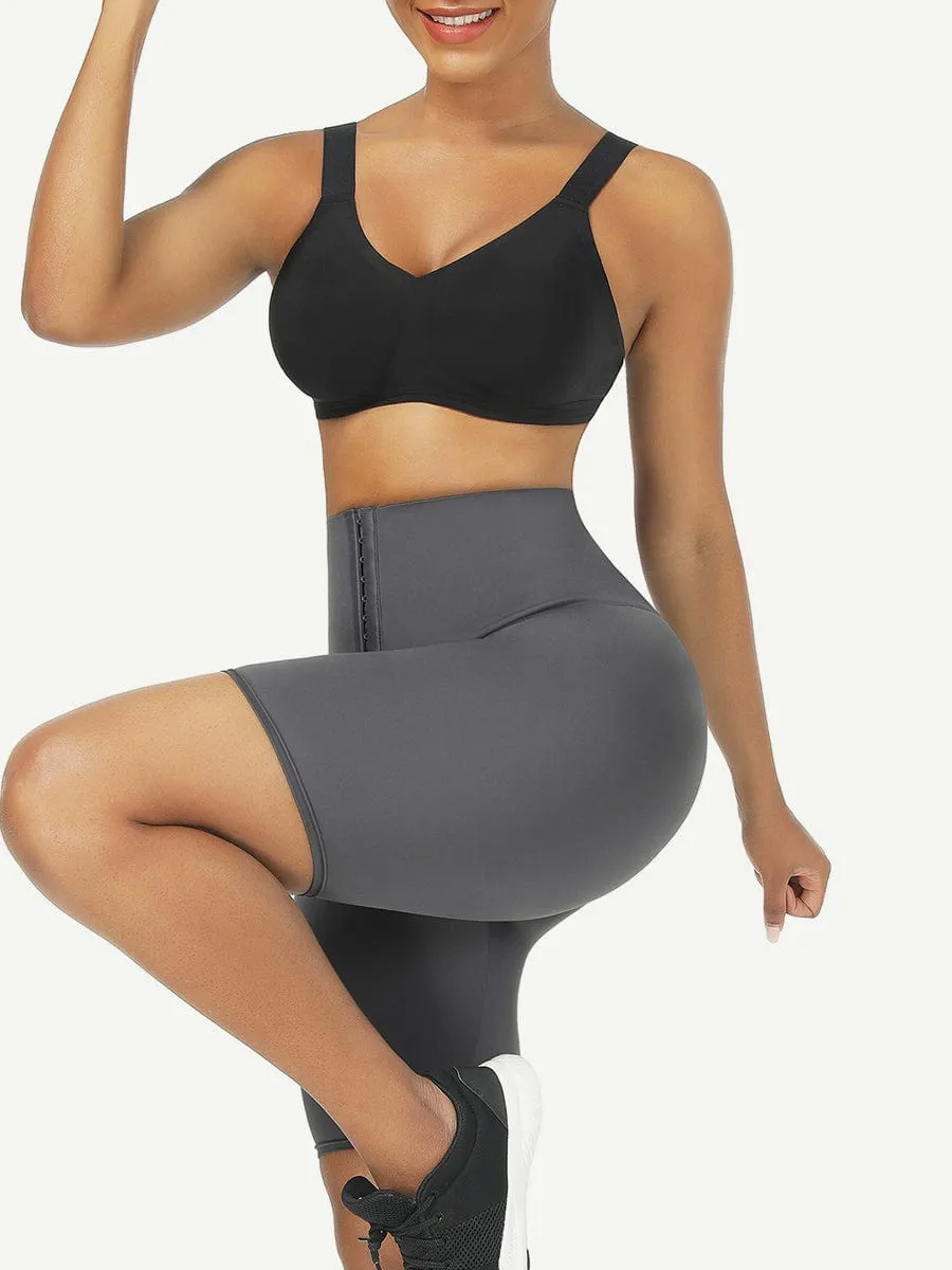 Wholesale Black Mid Waist 2-In-1 Waist Trainer Shorts Mid-Thigh Ultra Cheap