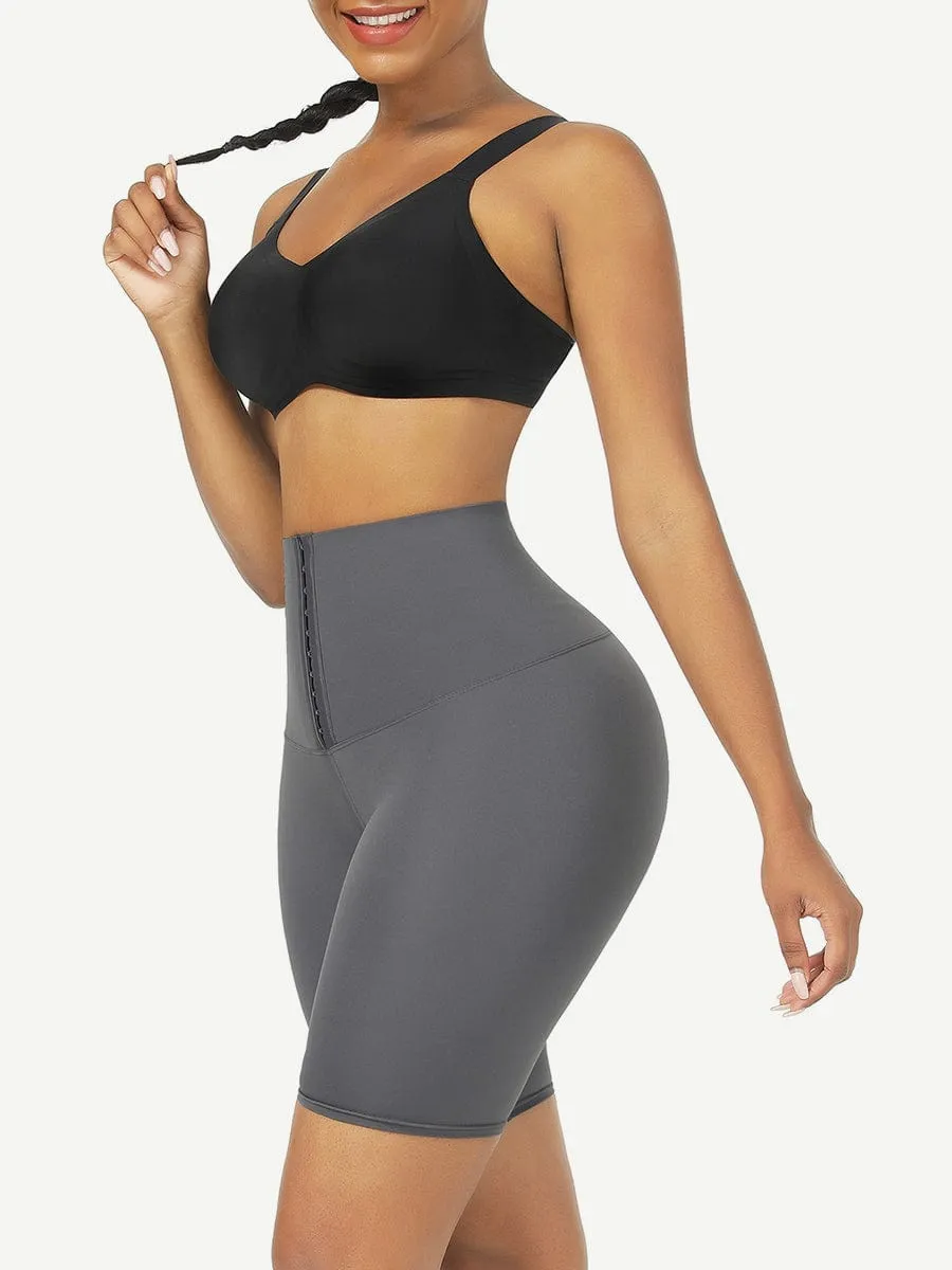 Wholesale Black Mid Waist 2-In-1 Waist Trainer Shorts Mid-Thigh Ultra Cheap
