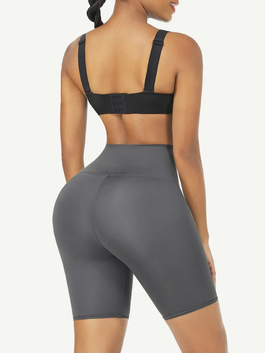 Wholesale Black Mid Waist 2-In-1 Waist Trainer Shorts Mid-Thigh Ultra Cheap