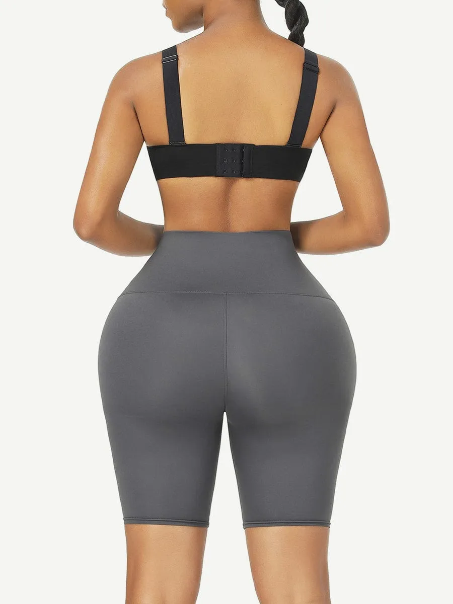 Wholesale Black Mid Waist 2-In-1 Waist Trainer Shorts Mid-Thigh Ultra Cheap