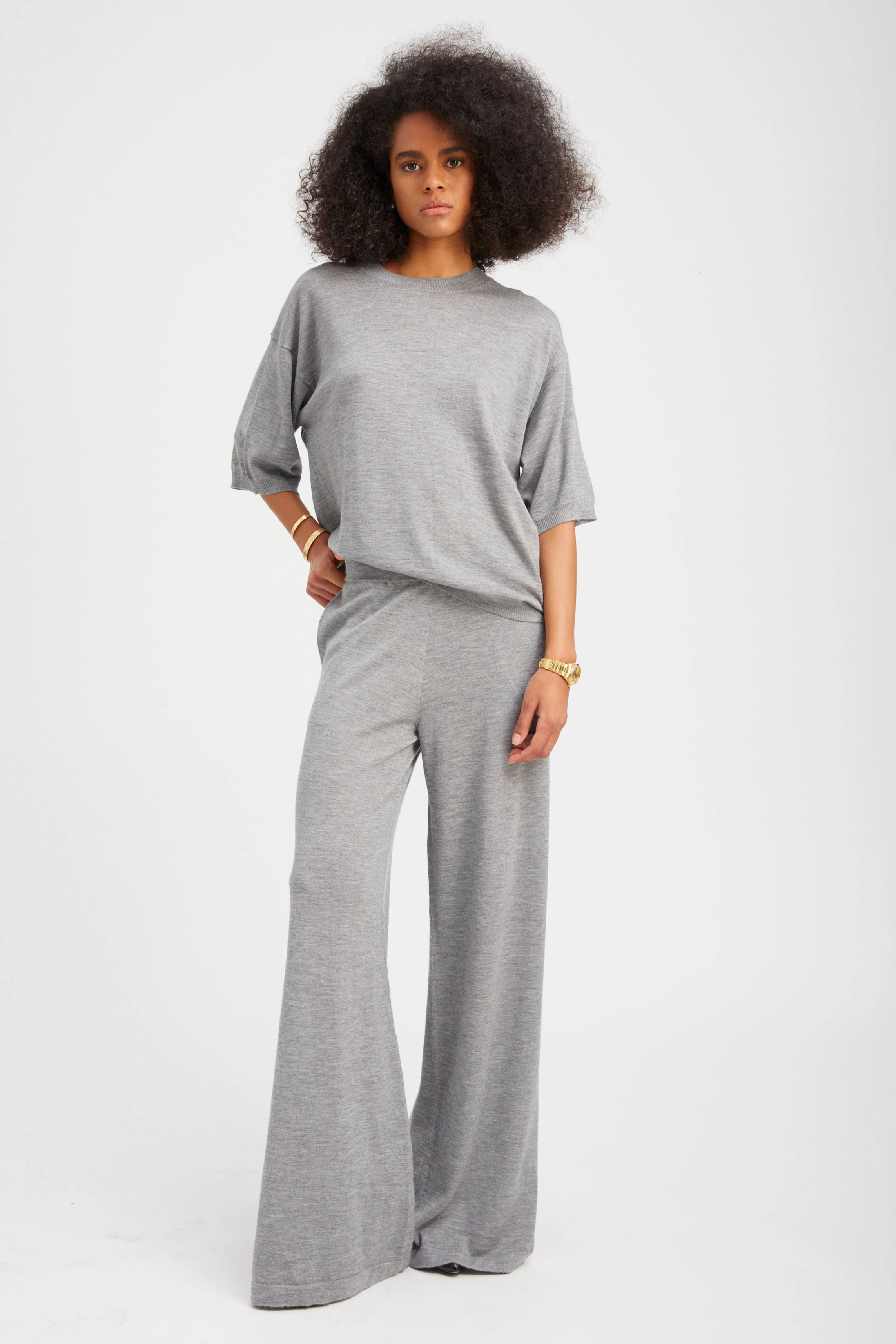 Roll-up style Perfect Movement Grey Cashmere Wide Leg Pants