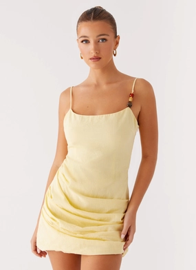 Adella Mini Dress - Yellow Semi Sheer Event Perfect