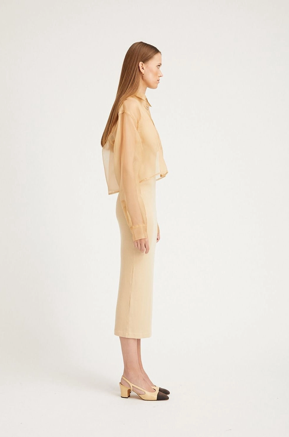 NonIrritating Seams Sahara Organza Cropped Button Down
