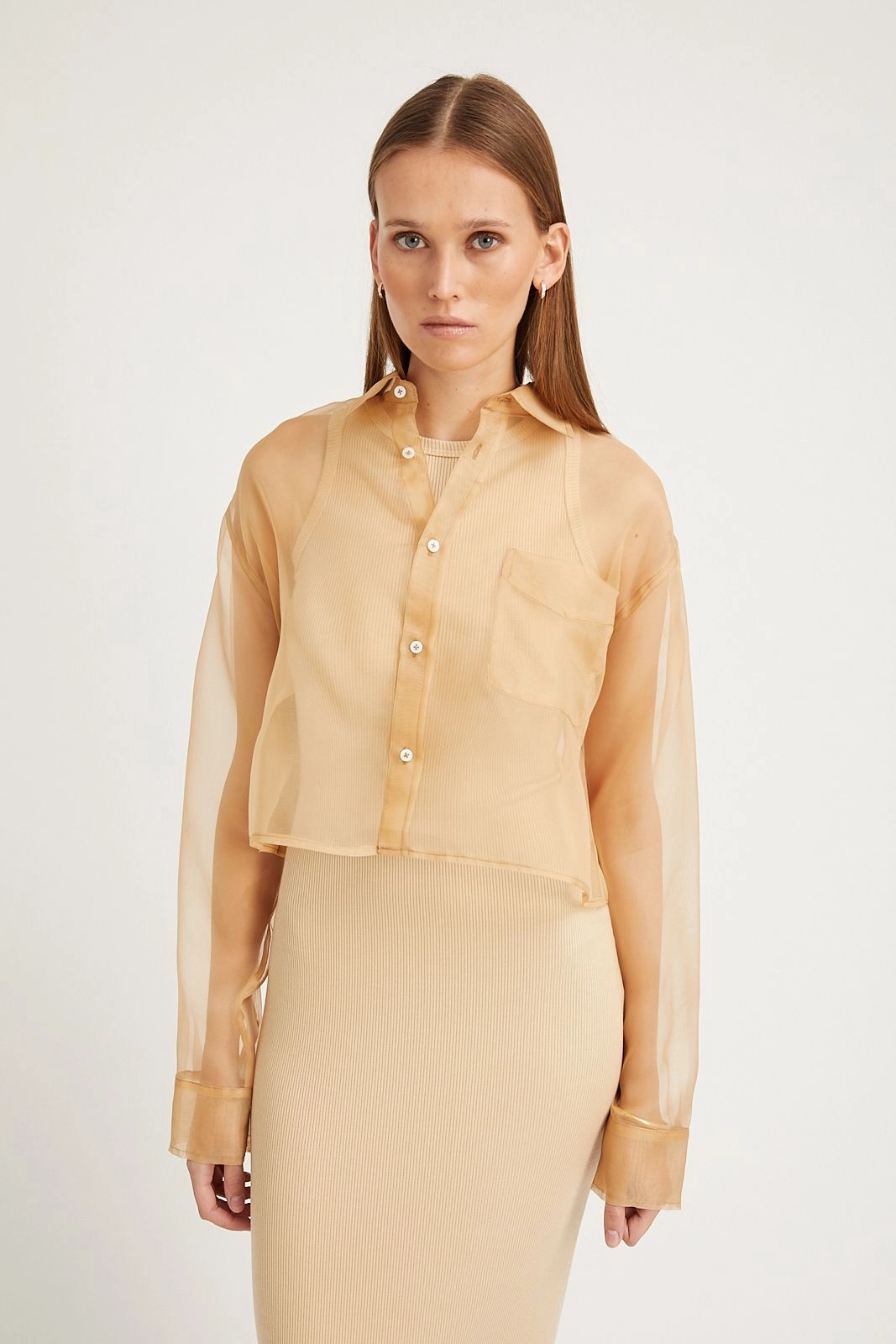 Sahara Organza Cropped Button Down Relaxed Silhouette Airflow Ventilation Zones