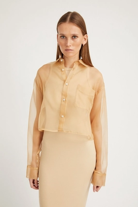 Sahara Organza Cropped Button Down Relaxed Silhouette Airflow Ventilation Zones