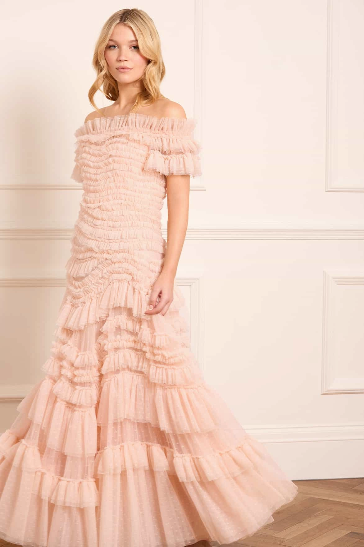 Wild Rose Off-Shoulder Gown Polished Appearance Summer Soft