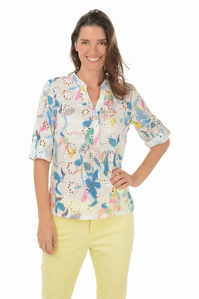 PolyesterBlend Professional Look Wildflower Eyelet Lace Blouse
