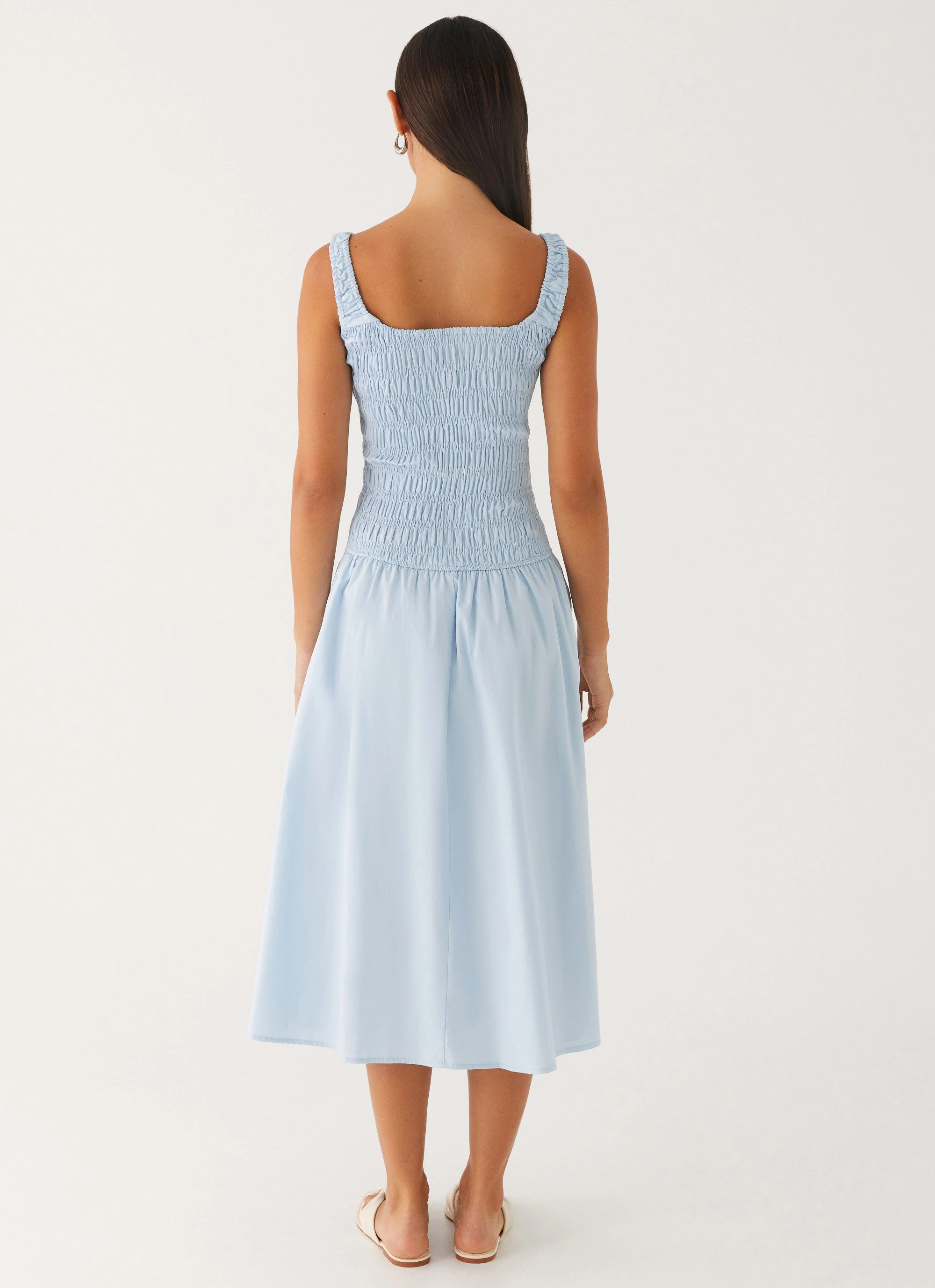 Night Appeal Crisp Detail Wildflower Midi Dress - Blue