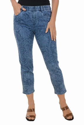 Performance Stretch Wildflowers Pull-On Denim Crop Pant