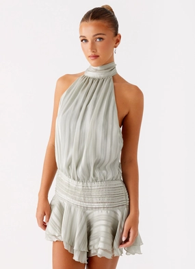 Fashionable Style Willow Chiffon Mini Dress - Green