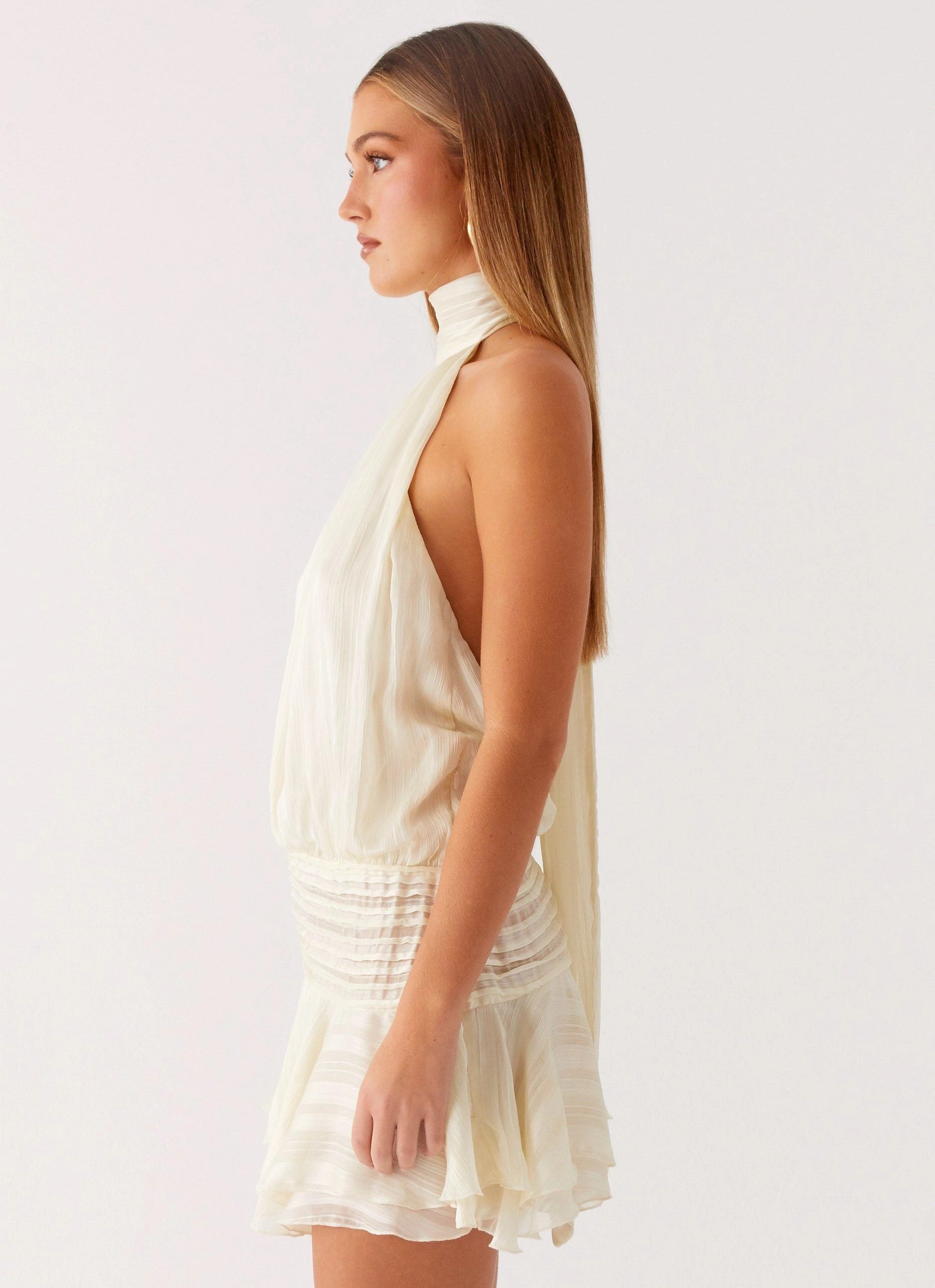 Willow Chiffon Mini Dress - Ivory Move Free