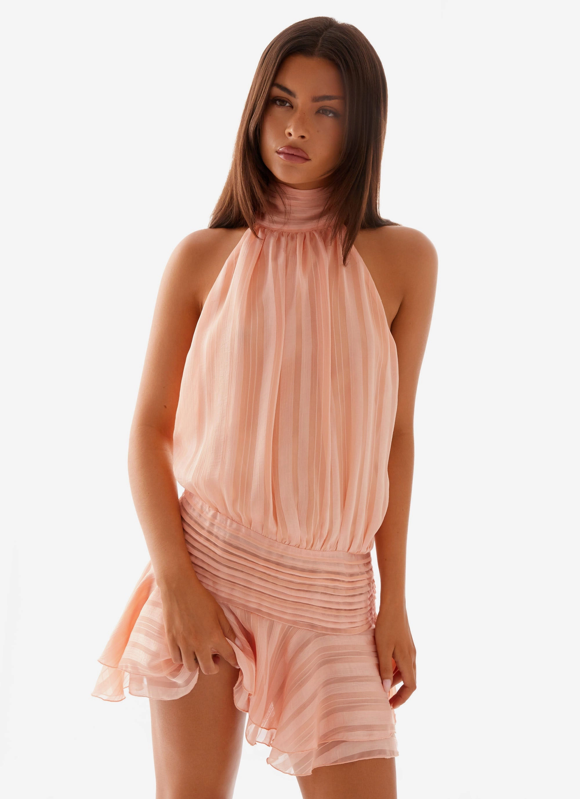 Willow Chiffon Mini Dress - Orange Mini-Length