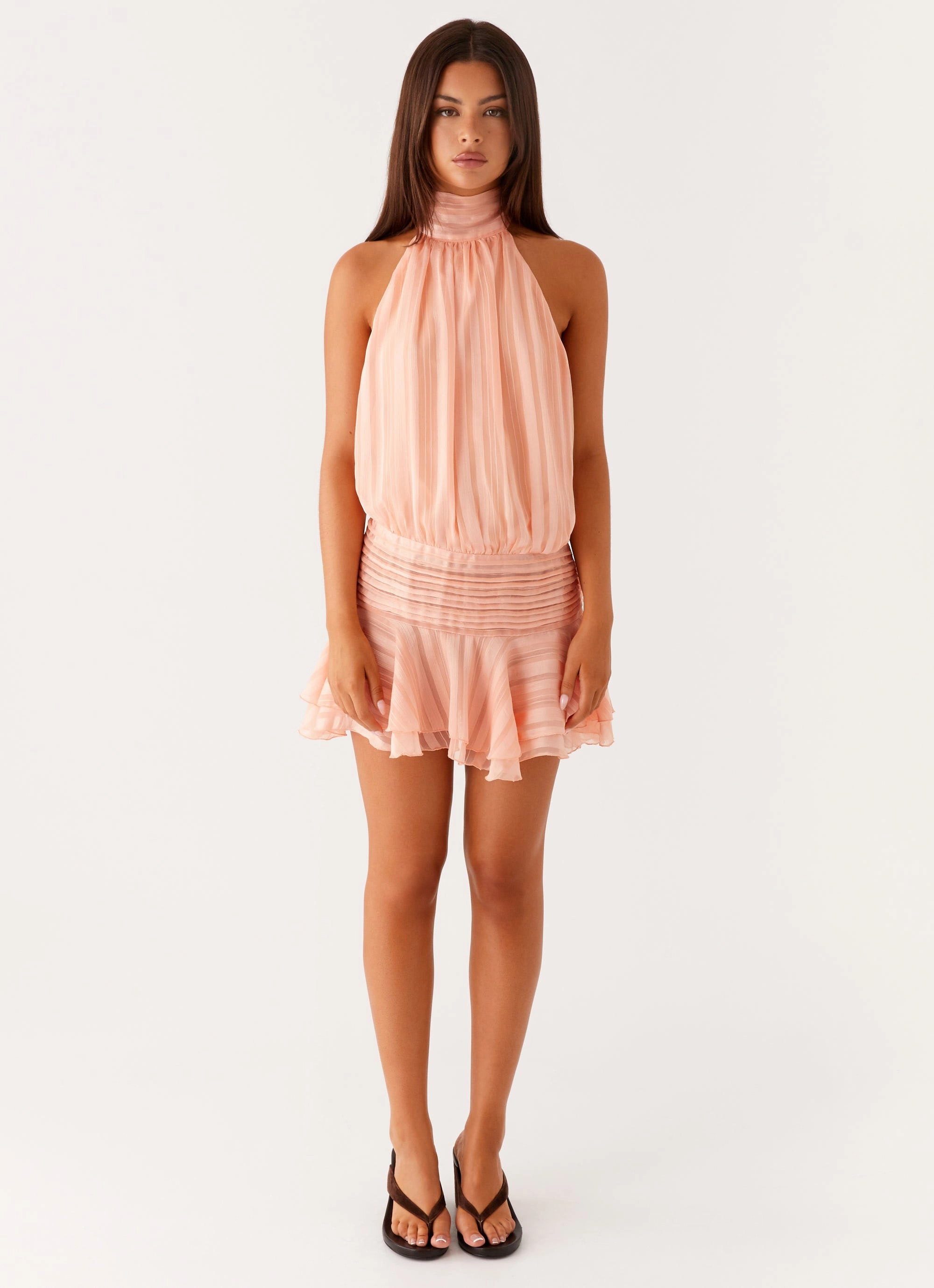 Soft-touch Willow Chiffon Mini Dress - Orange