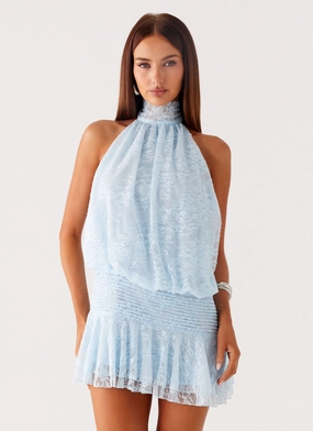 Willow Lace Mini Dress - Blue Bold Elegance