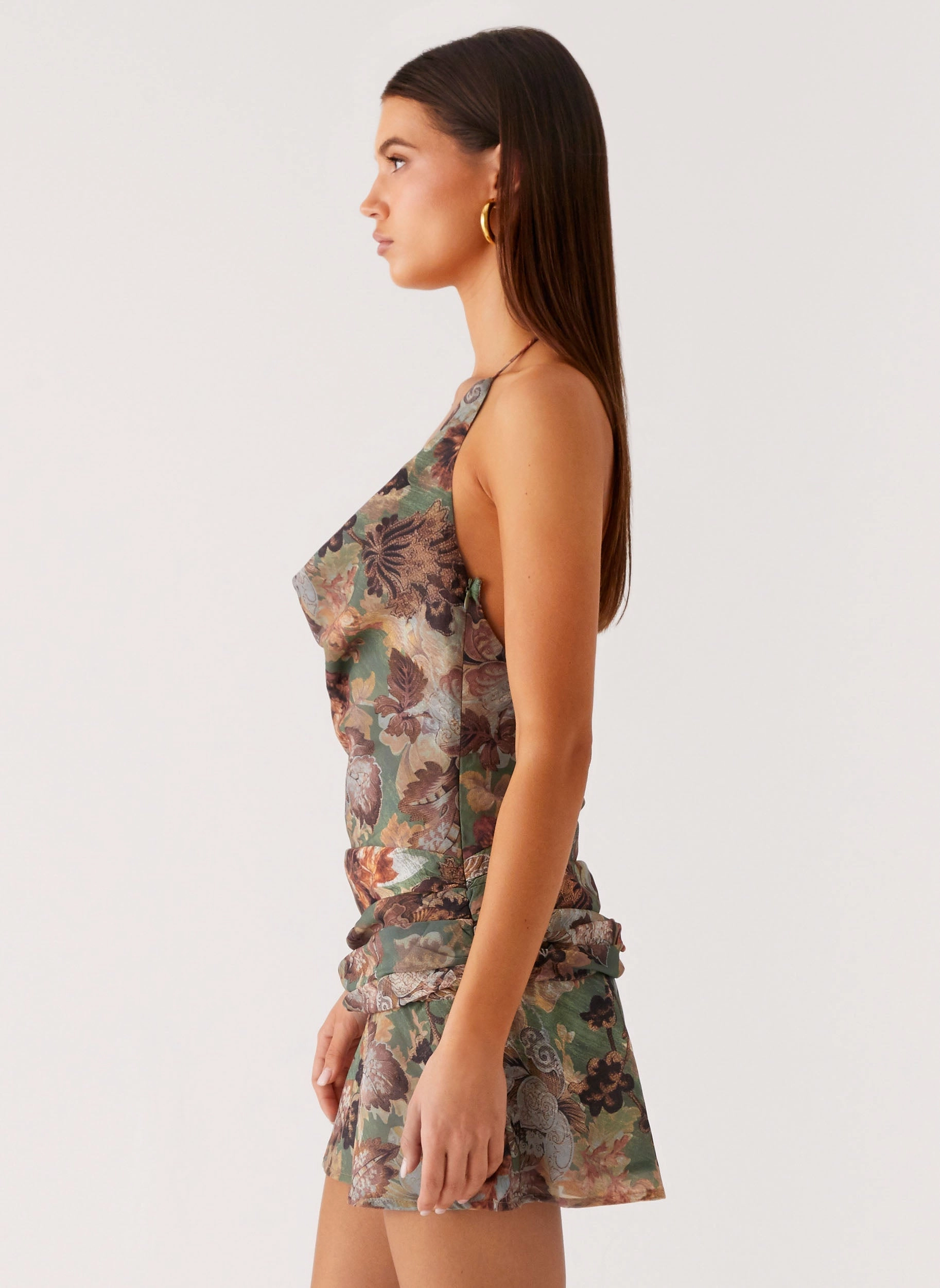 Wineweather Cowl Mini Dress - Vintage Blossom Minimal Core Smart and Sleek