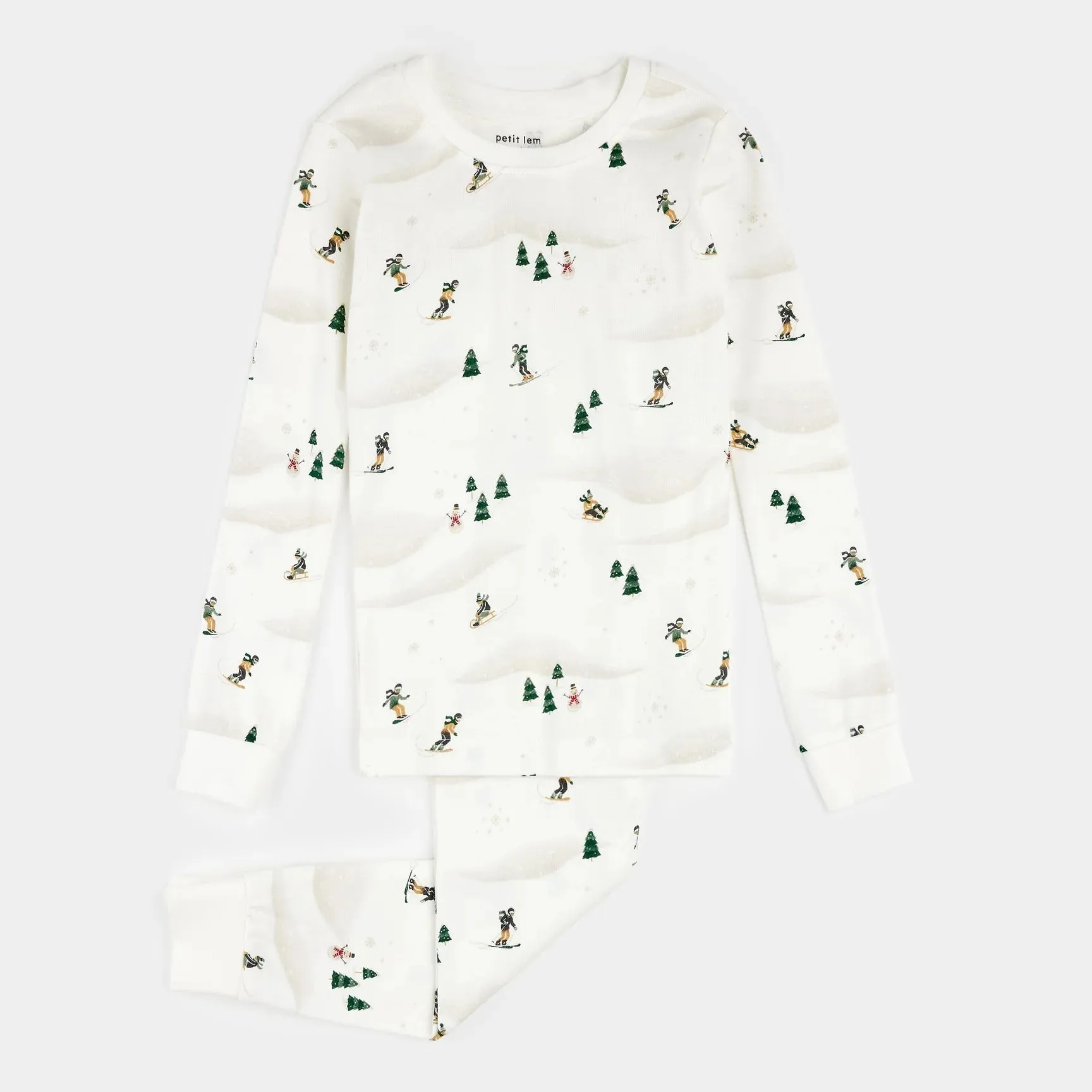 Winter Fun Print PJ Set - Off White