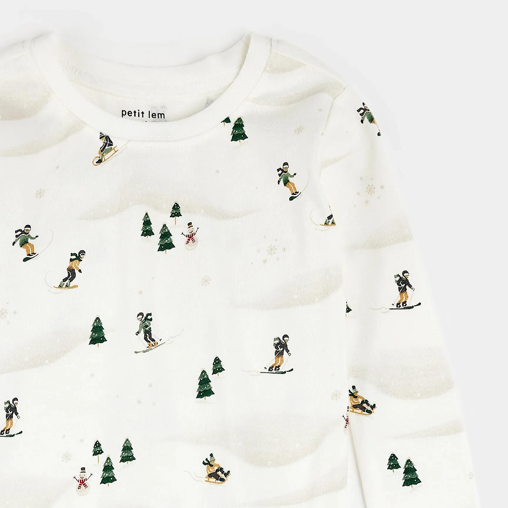 Winter Fun Print PJ Set - Off White