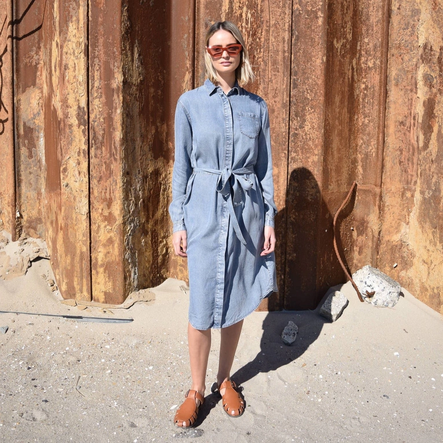 Fashion Forward Sophisticated and Relaxed Denim Shirt Dress [Final Sale]