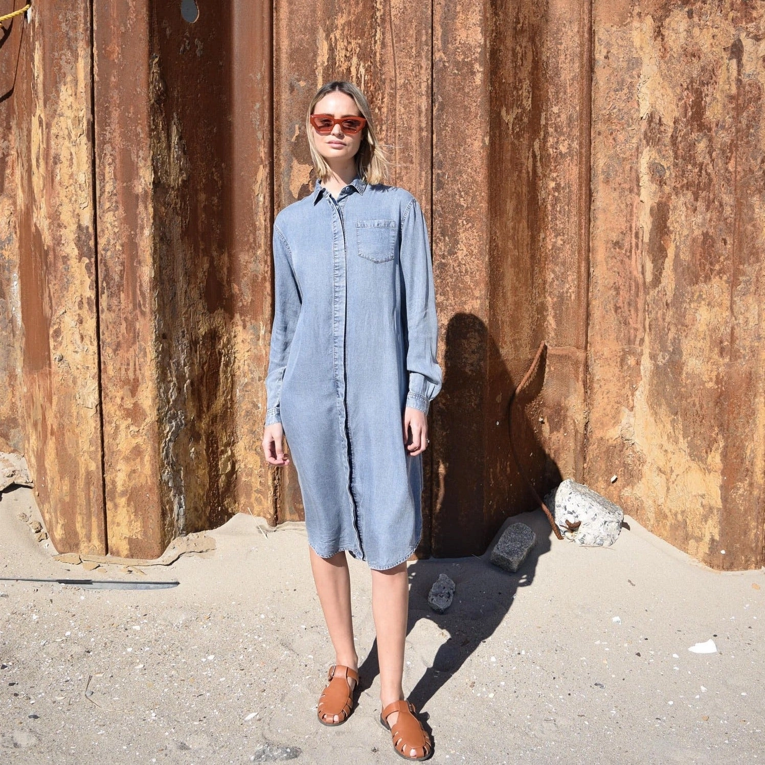 Denim Shirt Dress [Final Sale] Influencer-Style Comfort Fit