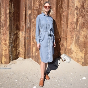 Soft fabric piece Denim Shirt Dress [Final Sale]