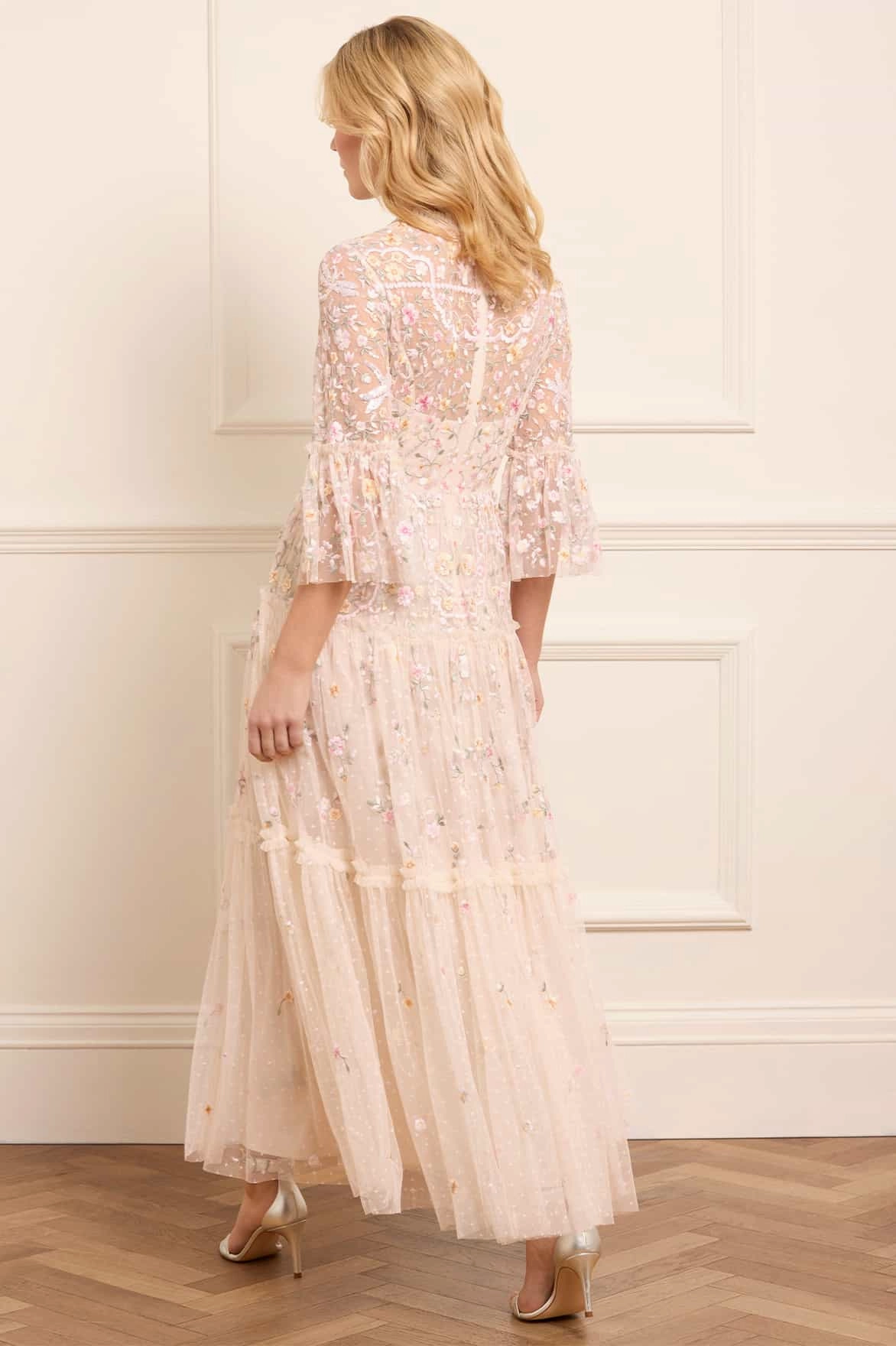 Dragonfly Garden Ankle Gown Embroidered-Sleeve