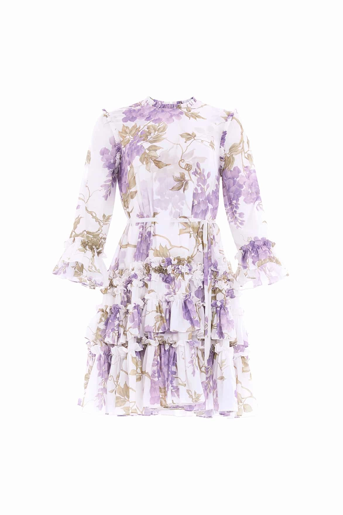 Wisteria Chiffon Round Neck Mini Dress Professional Look