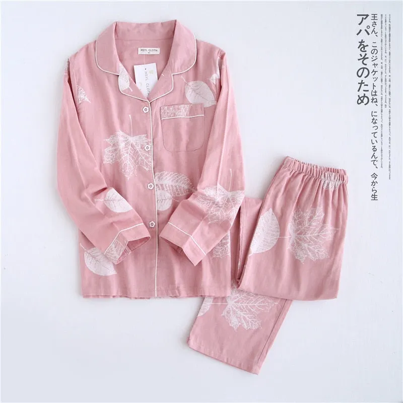 Wjczt Women's Two-Piece Home Suit For Spring And Aummer Thin Long-Sleeved Viscose Cotton Pants Pajamas Women Summer Pyjamas Set
