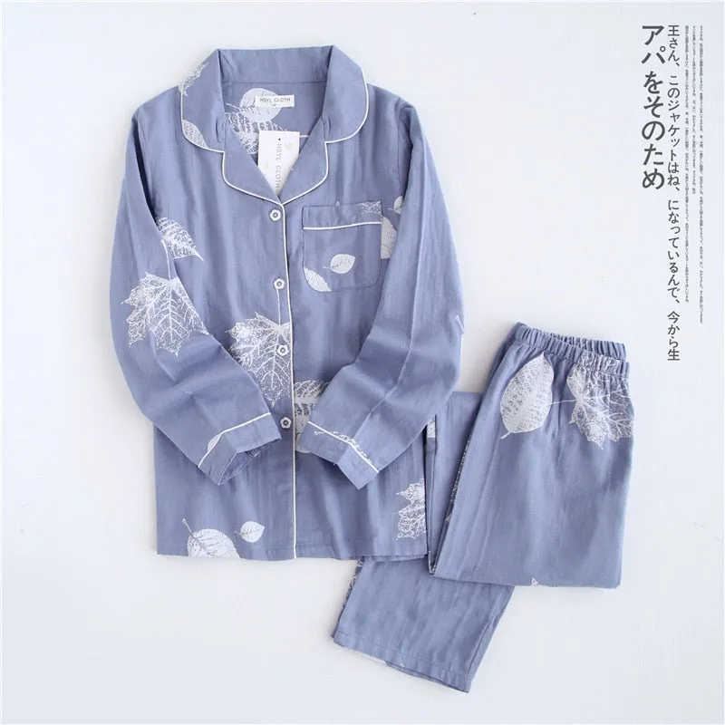 Wjczt Women's Two-Piece Home Suit For Spring And Aummer Thin Long-Sleeved Viscose Cotton Pants Pajamas Women Summer Pyjamas Set
