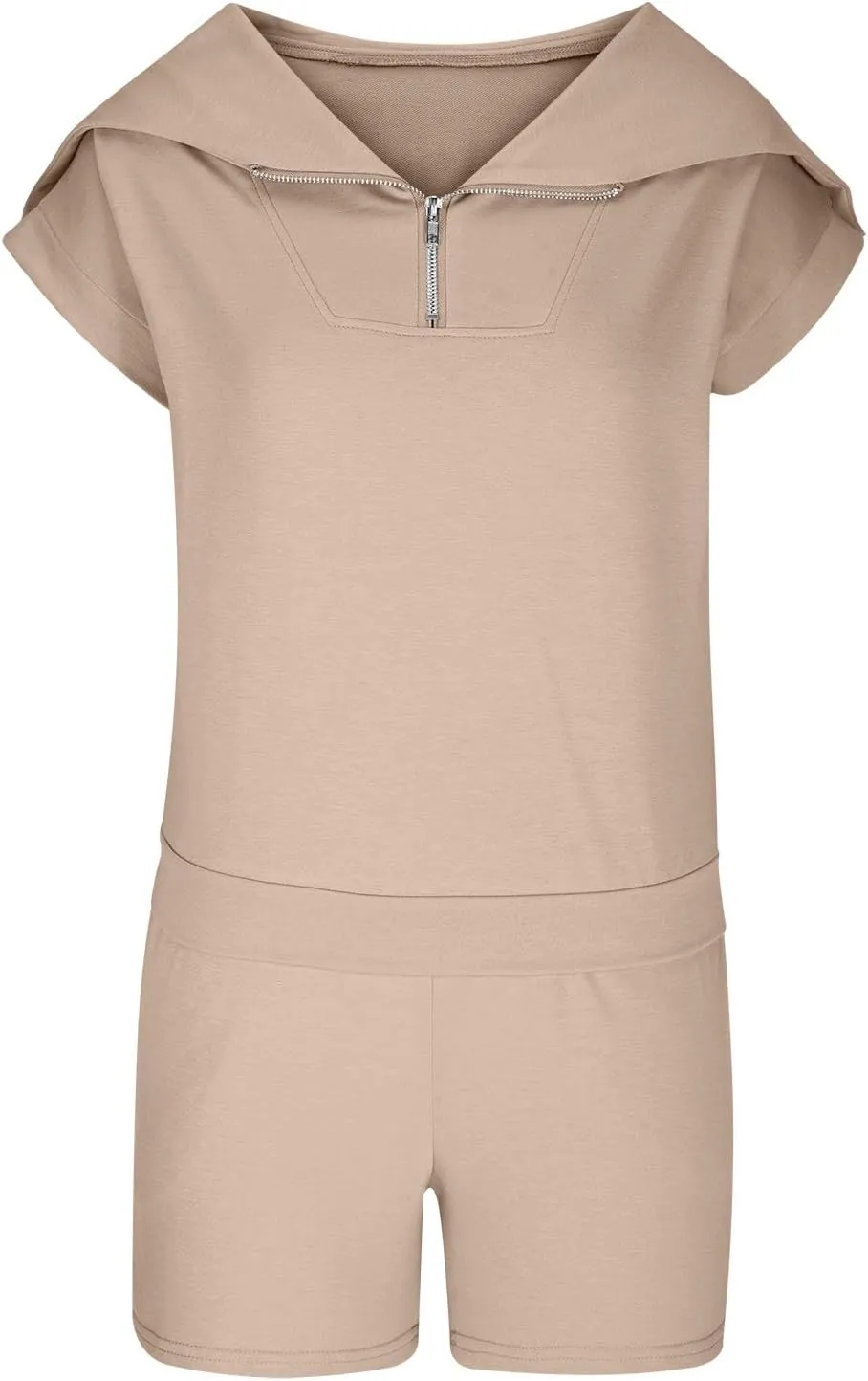 Women 2 Piece Outfit Sweatsuit Quarter Zip Up Short Sleeve Tops Shorts Matching Sets with Pocket Loungewear Tracksuit