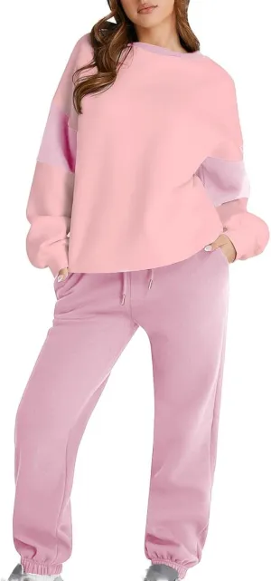 Women 2 Piece Sweatsuit Fleece Tracksuit Set Casual Athletic Outfit Oversized Pullover and Joggers Comfy Workout Sets