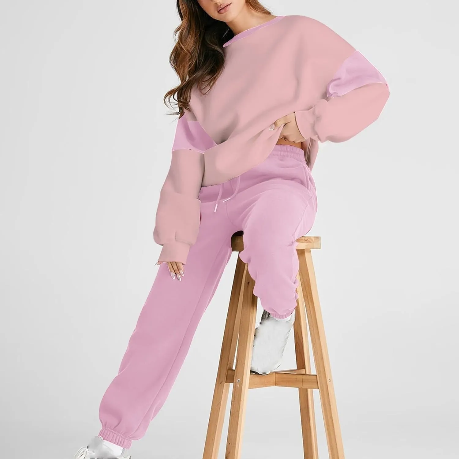Women 2 Piece Sweatsuit Fleece Tracksuit Set Casual Athletic Outfit Oversized Pullover and Joggers Comfy Workout Sets