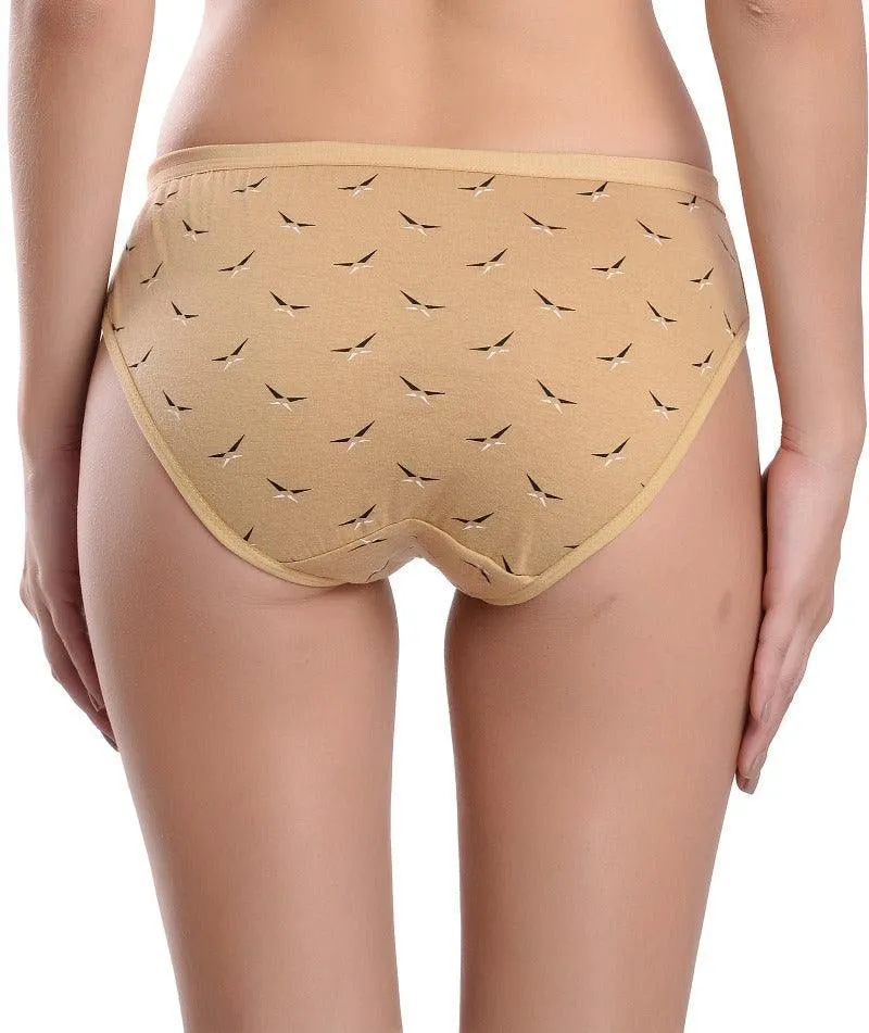Women Cotton Blend Self-Design Hipster Briefs Pack of 3 Panties Multi-color