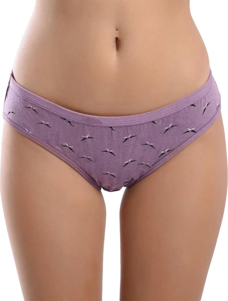 Women Cotton Blend Self-Design Hipster Briefs Pack of 3 Panties Multi-color
