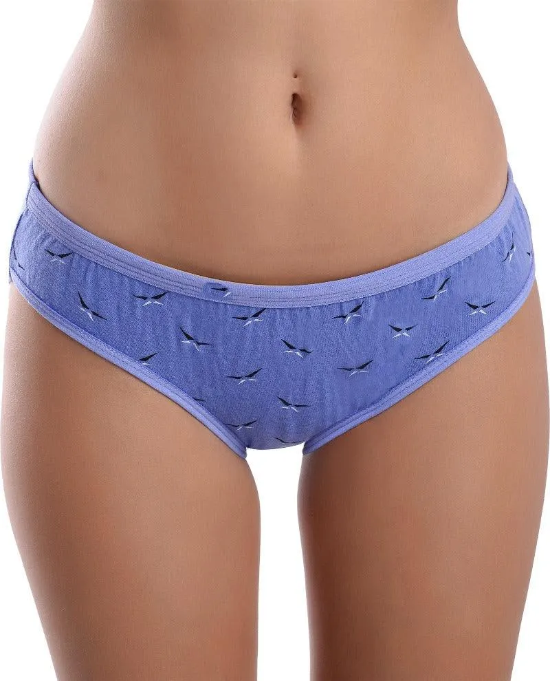Women Cotton Blend Self-Design Hipster Briefs Pack of 3 Panties Multi-color