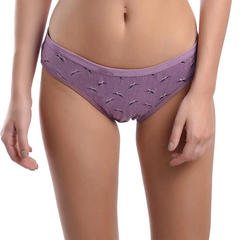 Women Cotton Blend Self-Design Hipster Briefs Pack of 3 Panties Multi-color
