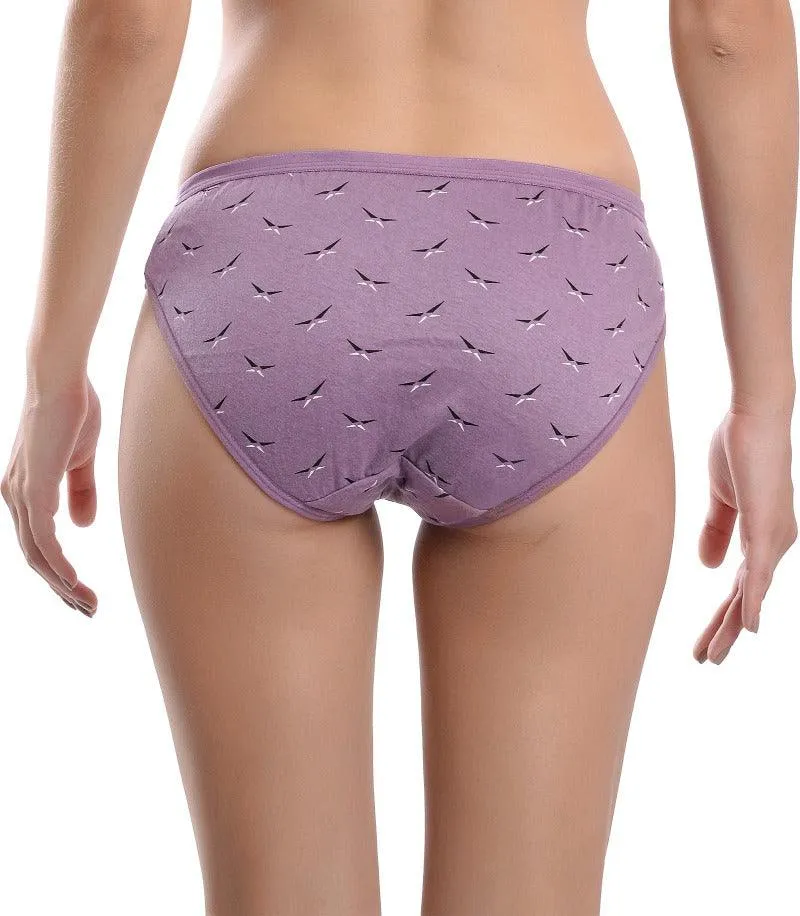 Women Cotton Blend Self-Design Hipster Briefs Pack of 3 Panties Multi-color