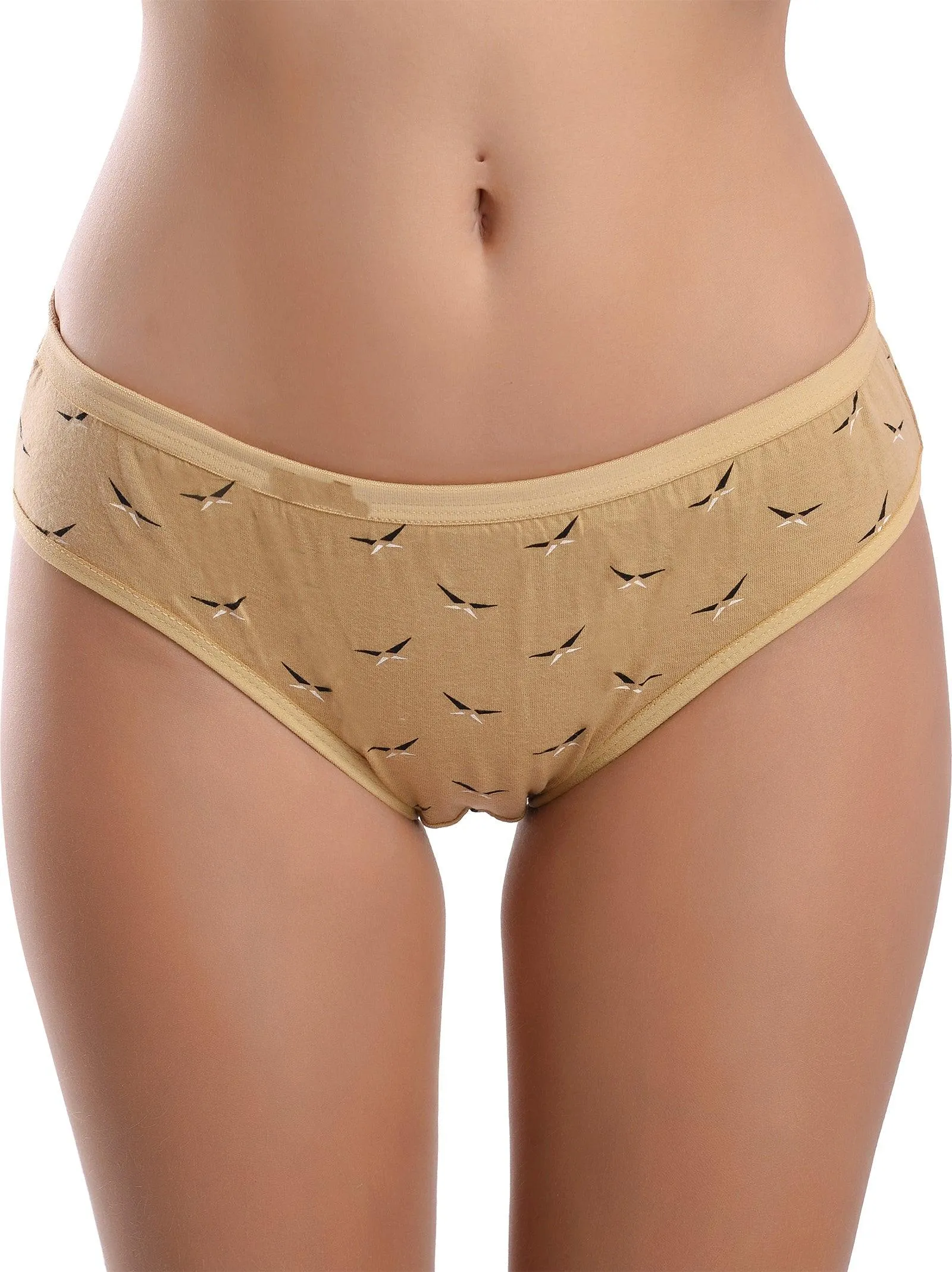 Women Cotton Blend Self-Design Hipster Briefs Pack of 3 Panties Multi-color