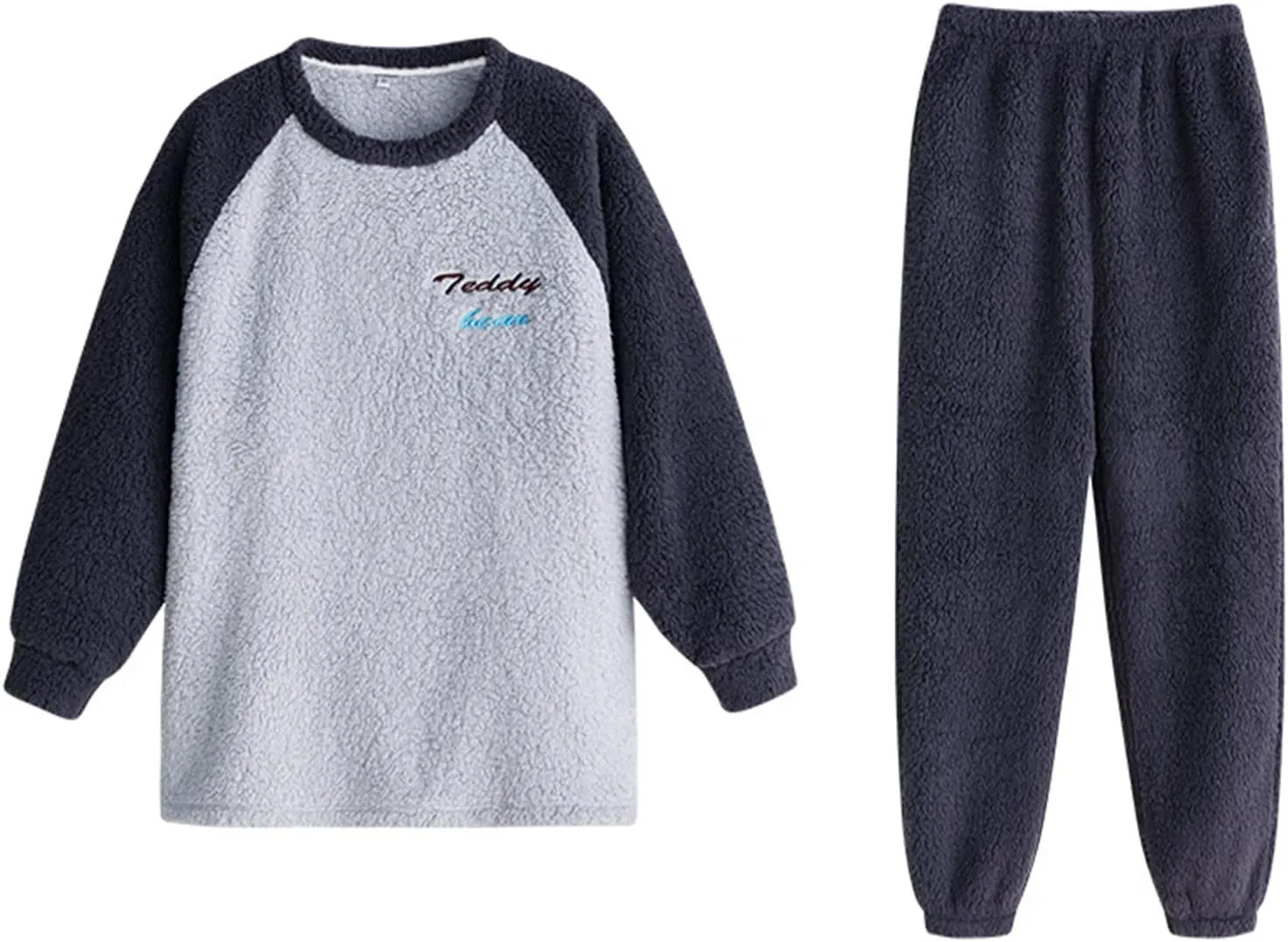 Women Fleece Pajamas Sets Fluffy Loungewear Winter Warm Fuzzy Sleepwear Soft Comfy Loose Pullover Pants 2 Piece Lounge Outfit