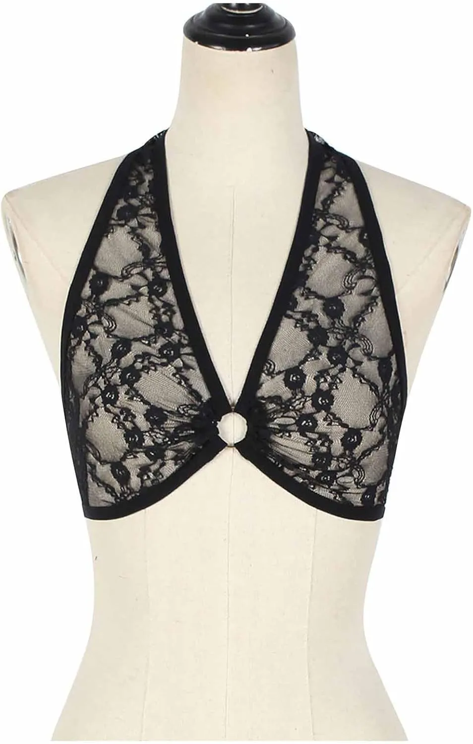 Women Harness Bra Strappy Cage Lingerie Bra Halter V Neck Hollow Out Bra Lace Festival Rave Tops Belt Bralette Crop