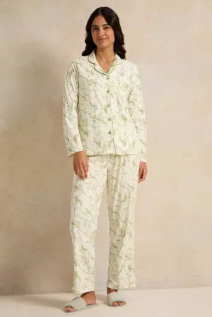 Women Ivory Printed Pajama Set (2 Piece)