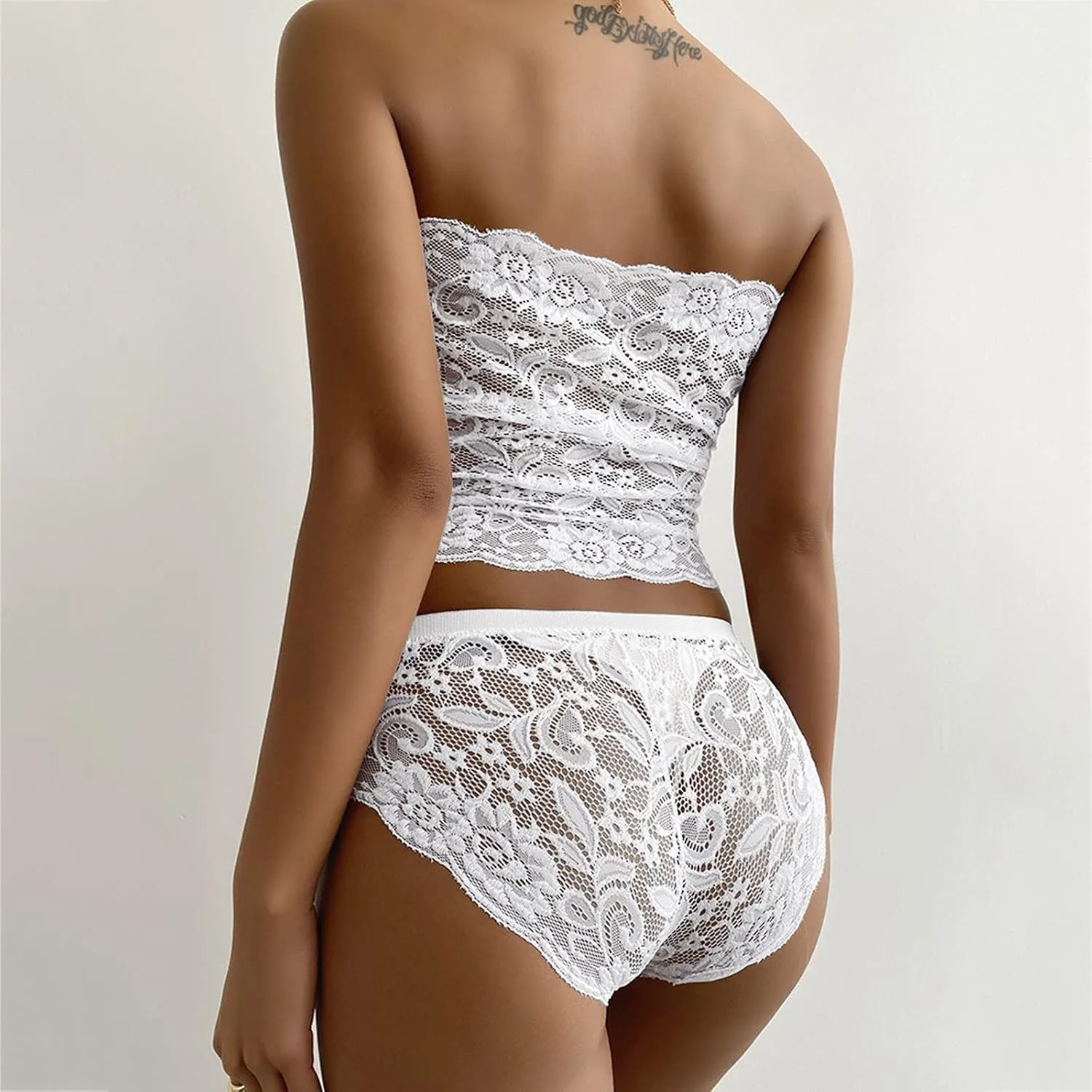 Women Lingerie Set Sexy Underwear Chest Lace Strapless Bra and Panty Sets 2 Piece Lace Bralette Set