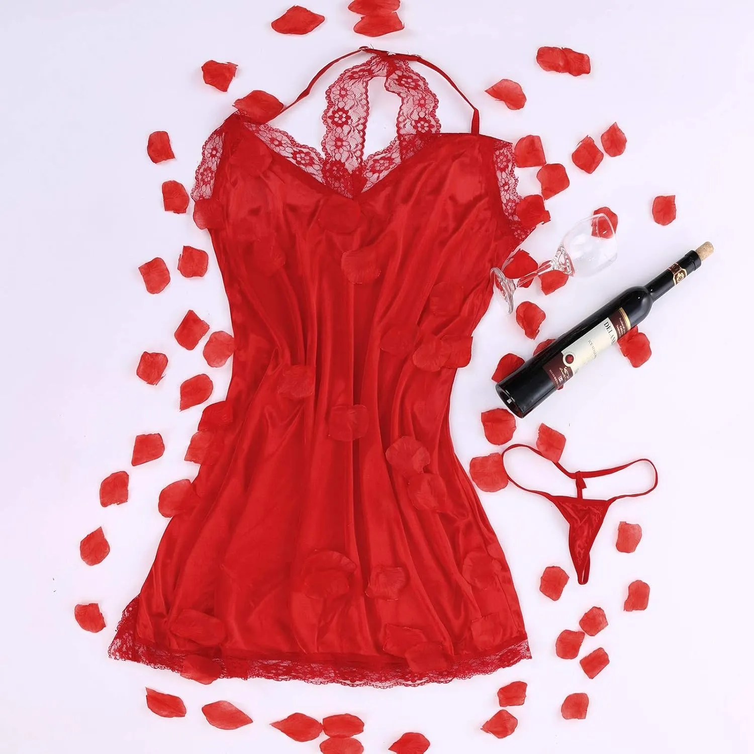 Women Nightgown Sexy Sleepwear Lace Chemise Nightgown Soft Sexy Lace Lingerie V Neck Sexy Bodysuit Lace Nightie